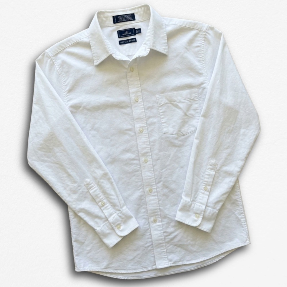 Dockers Mens Easy Care Oxford Button Down Shirt White Long Sleeve Size 18 32/33